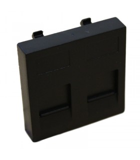 Placa 45x45 2 RJ45 Negra con antipolvo