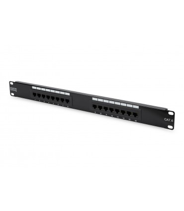 Panel 19" 16 Ports Cat6 UTP Digitus 1U con soporte