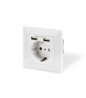 Roseta empotrar Shucko con 2 USB 5V 2.1A
