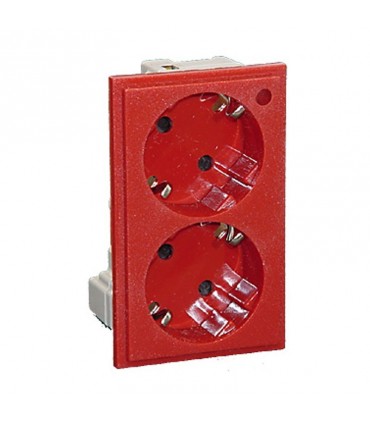 Módulo 2 enchufes rojo MM MP02/3