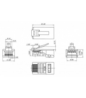 Conector Macho RJ-45 UTP Cat.6 una pieza 100 u.