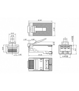 Conector Macho RJ-45 STP CAT 6A tres piezas