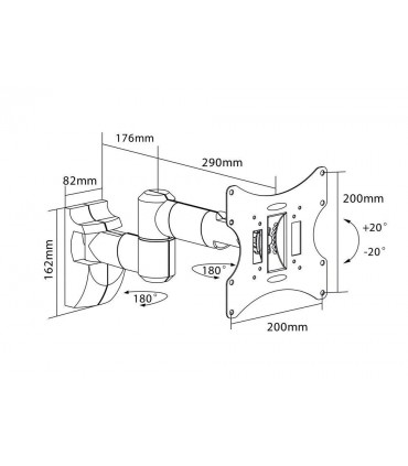 Soporte de pared telescópico para televisores de hasta 107 cm (42 ")