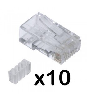 Conector macho UTP Cat.6 2 piezas guía 10 ud.