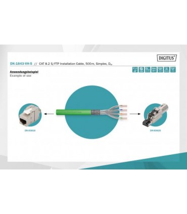 Cable CAT 8.2 S-FTP Rigido  AWG22/1 Bobina de 500 m.