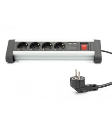 Deskblock Alum. 4 Schukos 2 USB Charge 5V/2A