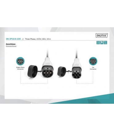 Cable de carga en espiral para automóvil, monofásico, 240 V, 32 A, 5 m tipo 2 a tipo 2