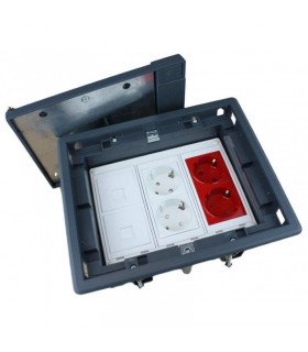 Kit Caja falso suelo 3 módulos 2 Datos 4 Schukos