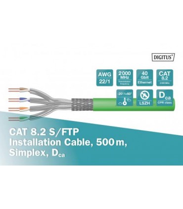 Cable CAT 8.2 S-FTP Rigido  AWG22/1 Bobina de 100 m.